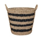 Oversized Striped Seagrass Storage Basket With Handles