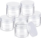 6 Pack 2 Oz Plastic Jars Containers With Lids Wide-mouth Refillable Leakproof   