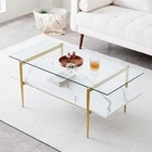 Coffee Table For Living Room  Mid-century Modern Rectangle Clear   White Marble