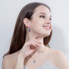 Silver Plated Heart Dangle Earrings Necklace Women Cubic Zircon Jewelry Set Gift