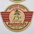 Vintage Budweiser Beer Coasters 15 Cents A Bottle Winged Die Cut 2pc Barware