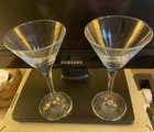 Grey Goose 2 Etched 7 In Long Stem 4 Oz  Martini Cocktail Glasses Set Of 2 New 