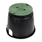 10 In  Round Valve Box And Cover  Black Box  Green Icv Cover