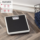 Analog Bathroom Scale For Body Weight  White With Black Mat  300 Lb Capacity In