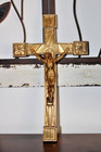   drop    Antique Art Deco Funeral Casket Altar Brass Cross crucifix Jesus