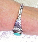 Vintage Signed Navajo Sterling Silver Turquoise Bracelet
