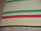 Old Vintage Hudsons Bay 3 1 2 Point Striped Wool Camp Blanket With Label