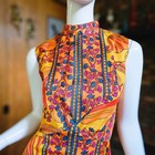 Vtg 60s Psychedelic Mod Hippie Hostess Gown Palazzo Pants Culotte Jumpsuit S m