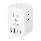 Lencent Travel Power Adapter W  4 Ac Outlets   4 Usb For Us To Europe   Us To Uk