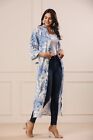Indian Blue Cotton Floral Printed Kimono Bath Robes Night Maxi Gown Kimono Robes