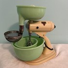 Sunbeam Mixmaster Stand Mixer Jadeite Glass Mixing Bowls Juicer Attachment  Vtg