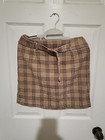School Girl Mini Skirt Cordoroy Plaid Brown Chocolate Usa 32  Waist