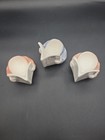 Set Of 3 Vintage Faroy  Egg Cup Holder Pink blue Sweater Reading Newspaper