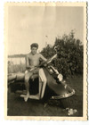 Vintage Photo Cool Young Shirtleess Man On German Heinkel Tourist Motor Scooter