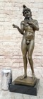 Signed Adam With His Apple Nude Bronze Sculpture Art Deco Nouveau Figurine Large