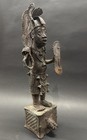 African Warrior Dignitary Ife Statue Bronze Kingdom Of Benin-early 20 Century