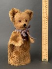 Old Teddy Bear Hand Puppet   1950s Vintage Mohair Glass Eyes Toy