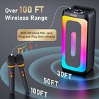 Portable Bluetooth Karaoke Speaker With 2 Wireless Microphones Rgb Party Light