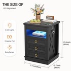 Led Nightstand Hidden Drawer Motion Sensor Light Charging Station Bedside Table