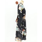 Ichiban Black 100  Silk Kimono Robe Geisha Floral Print Made In Japan Size 42