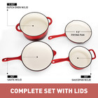Kitchen Academy Enameled Cast Iron Cookware Set 7 Piece Nonstick Pots   Pans Set