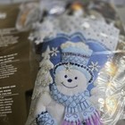 Bucilla Plaid Snowflake Snowman Christmas Felt Stocking Blue White Kit 86059 Nos