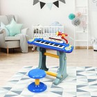 37 Key Electronic Keyboard Kids Toy Piano Mp3 Input W  Microphone   Stool Blue