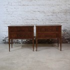 19th Century French Walnut Star Inlay Table  set Of 2 