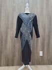 Vintage Hannah Pang Suede Black Beaded Leather Maxi  Oversized Dress 