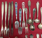 35 Pc Antique To Vintage Silverplate Small Spoons Forks Ladles   Servers