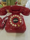 Grand Phone Rotary Retro Art Deco Style Red Push Button Corded Telephone