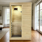 905w 1person Home Sauna Far Infrared Sauna Left Door Open Poplar Wood Saunas