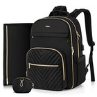 Diaper Bag Backpack  Quilted Baby Bag With Changing Pad   Stroller Black