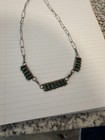 Zuni Sterling Silver And Turquoise Petite Point Necklace Vintage Old Pawn