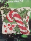 Vintage  82 Sew Simple Christmas Candy Cane Latch Hook Kit 12 X 12 Pillow Sealed