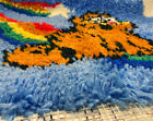 Vintage Garfield Rainbow Starstruck Latch Hook Rug Wall Hanging Complete 18 X 24