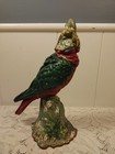 Rare Antique Vintage Cast Iron Metal Parrot Cockatoo Bird Doorstop Heavy