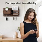 Wall Mount Key Holder With Mail Organizer  100  Paulownia Wood  7 Metal Hooks   