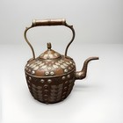 Ornate Antique Hammered Copper Brass Middle Eastern Teapot Kettle