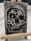 Aceo Original Coal Graphic Drawing Handmade Skull Collectible Halloween