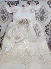 Free Shipping   Beautiful Beige Christening Gown  Baptism Dress Hermoso Vestido