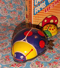 Vtg Tin Litho Clockwork Lady Bug Family Parade Retro Toy Wind-up  Box Works M13