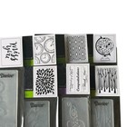 Darice 7 Embossing Folders Burst Clock Diamond Globe Trees Phrases Miss You