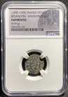 France 1200-1300 Ad Rare    hand Of God    Medieval Silver Anonymous Denier Coin Ngc