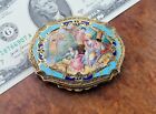 Ornate Antique Italian Gilt 800 Silver enamel Compact - Italy