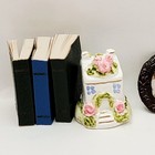 Vintage 1 12 Miniature Dollhouse Bookshelf Decor Lot - Books  Glass Swan  Frame 
