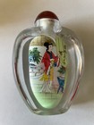 Crystal Signed Painted Inside Geisha 2 Sided Scene Snuff Bottle