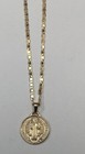 Medalla Y Cadena San Benito Ba  o De Oro 14k  14k Gold Plated Medal St Benedict