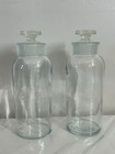 Pair Of Large Vtg Tcw Co  Glass Apothecary Medicine Jars W  Stoppers Made In Usa