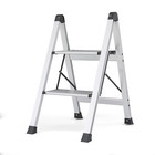 Folding 2 Step Ladder Aluminum 330lbs Anti-slip Pedal Stool Indoor Ladder Sliver